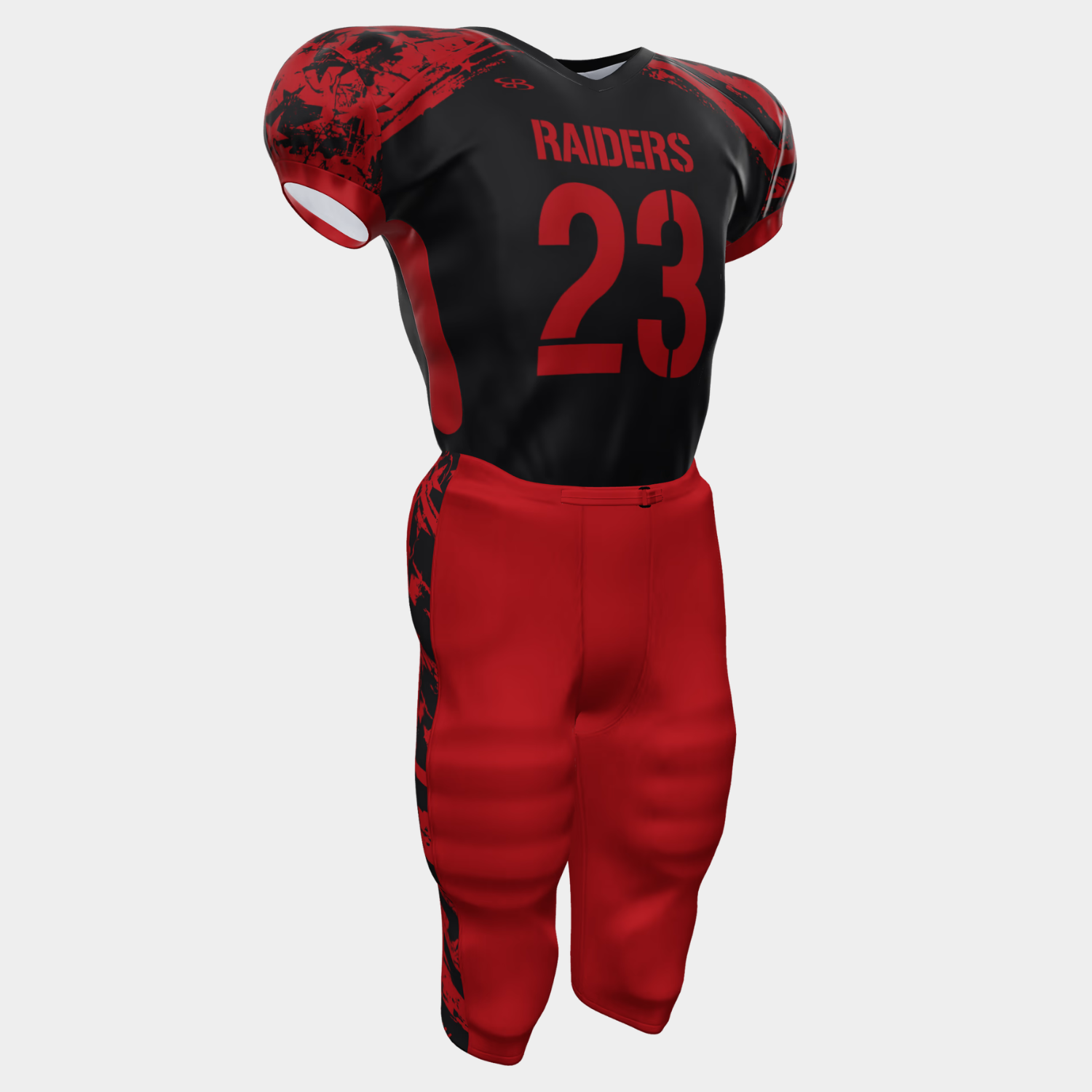 Custom American football uniform in black and red design with personalized team jersey and pants for USA teams