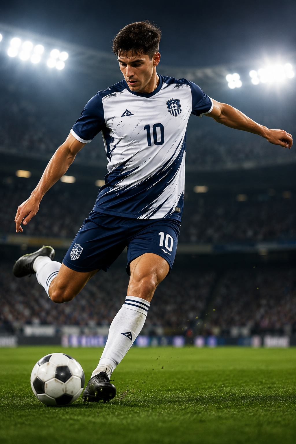 Custom soccer uniform with front and back views, featuring a breathable performance jersey, shorts, and matching socks. Perfect for teams seeking premium soccer jerseys, football jersey designs, and complete soccer uniforms.