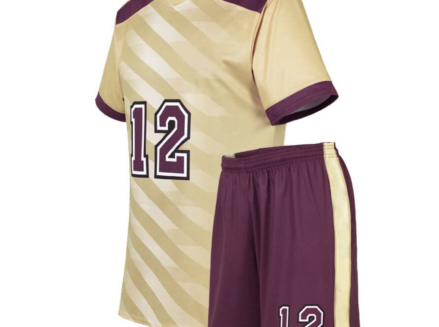 Custom soccer uniform for men in action during a competitive match, featuring a premium performance jersey, matching shorts, and breathable athletic fabric. Fully customizable with team colors, logos, player names, and numbers for clubs, schools, academies, and leagues.