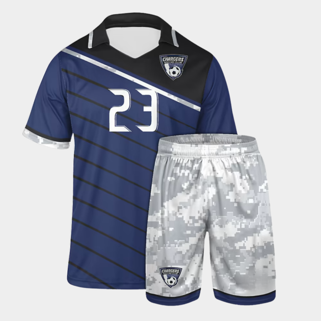 Custom soccer uniforms for teams with premium-quality soccer jersey and shorts set designed for comfort, durability, and performance.
