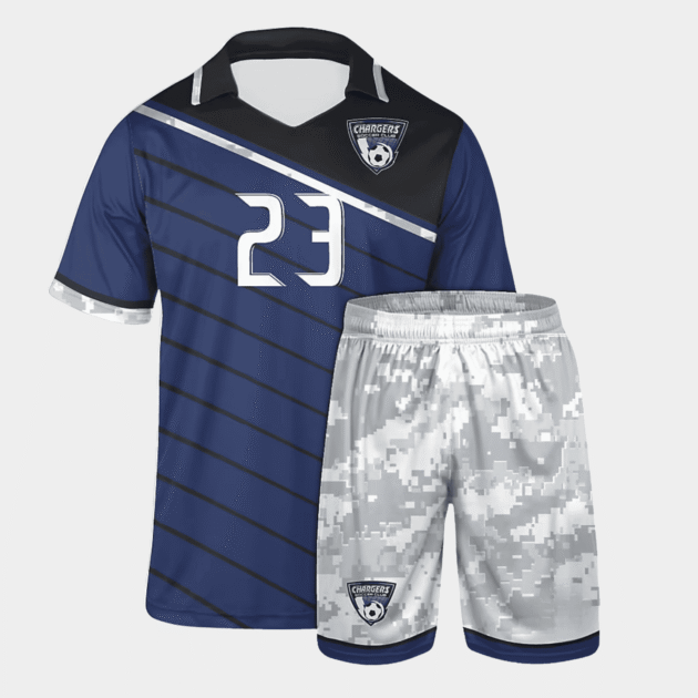 Custom soccer uniforms for teams with premium-quality soccer jersey and shorts set designed for comfort, durability, and performance.