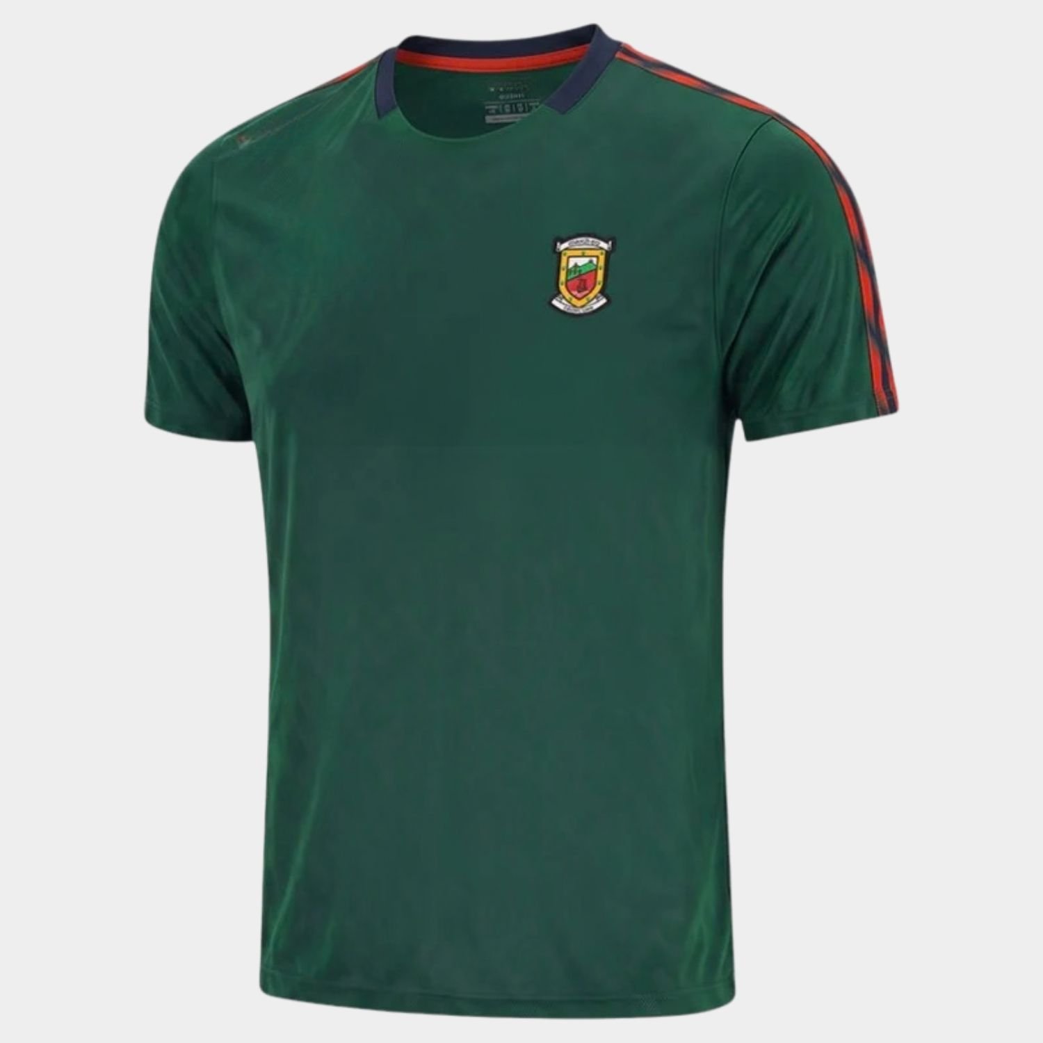 Green Gaelic Football Jersey with Red Shoulder Stripes and Crest